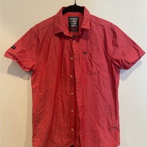 Superdry Men's Casual Red Button Down Shirt